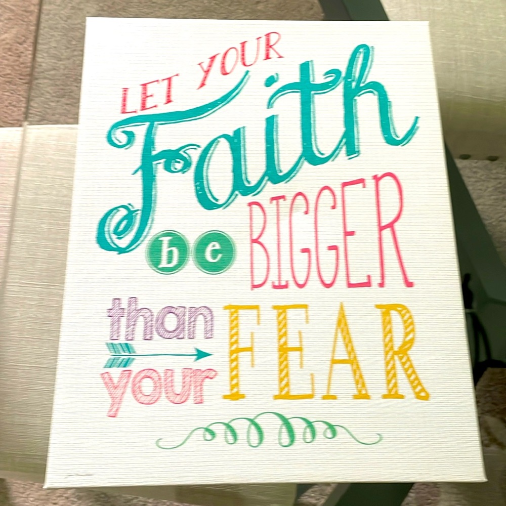 Adorable Faith picture. Hang on a wall or stand up on shelf or table.